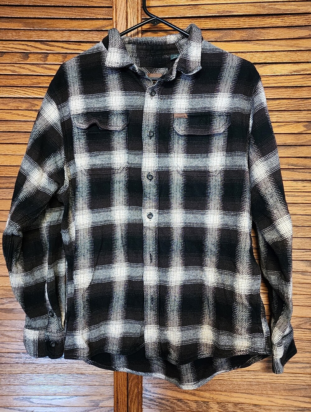 Orvis Mens Brown Plaid Flannel Button Up Shirt Size Large